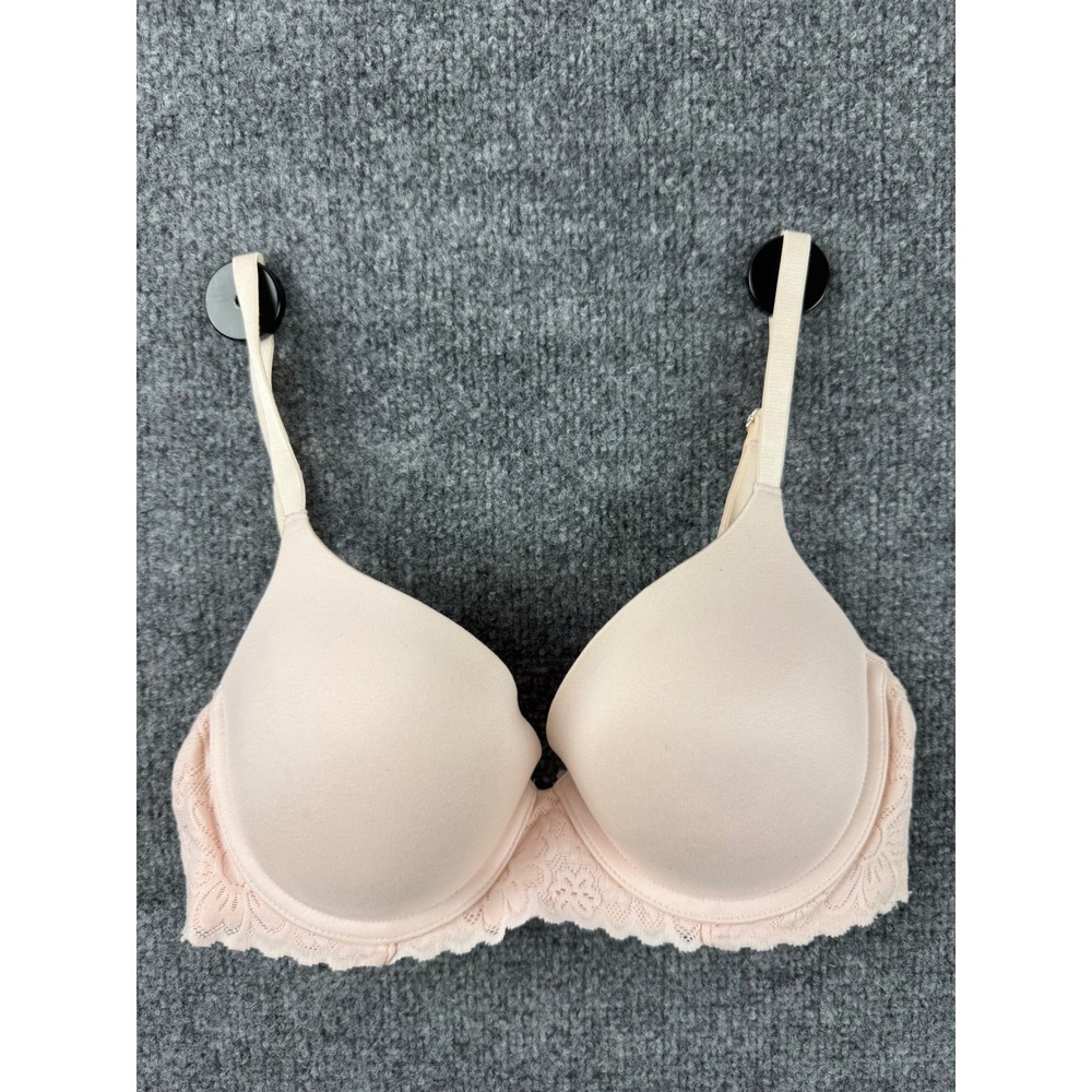 Aerie Sunnie Demi Coverage Lace Trim Bra Blush Pink 34C